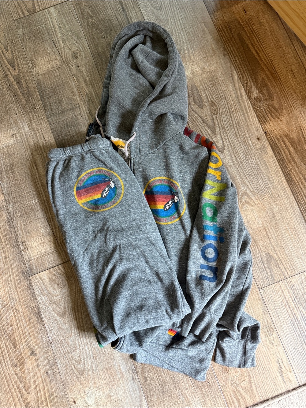Aviator Nation Gray Zip Hoodie and matching pants. Sold as set!